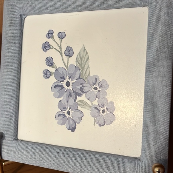 At Home Providence Blue & White Floral prints on Gold Easel - Set of 2 - Picture 7 of 9